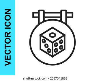 Black line Game dice icon isolated on white background. Casino gambling.  Vector