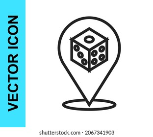 Black line Game dice icon isolated on white background. Casino gambling.  Vector