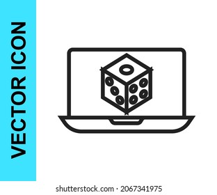 Black line Game dice icon isolated on white background. Casino gambling.  Vector