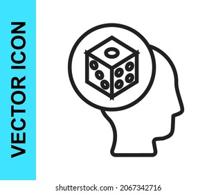 Black line Game dice icon isolated on white background. Casino gambling.  Vector