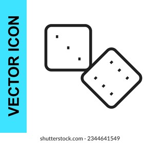 Black line Game dice icon isolated on white background. Casino gambling.  Vector