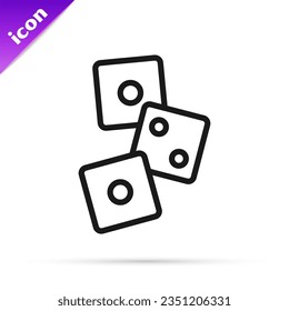 Black line Game dice icon isolated on white background. Casino gambling.  Vector Illustration