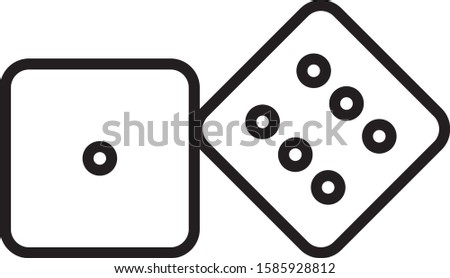 Black line Game dice icon isolated on white background. Casino gambling.  Vector Illustration