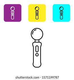 Black line Gamepad icon isolated on white background. Game controller. Set icons colorful square buttons. Vector Illustration