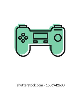 Black line Gamepad icon isolated on white background. Game controller.  Vector Illustration