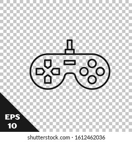 Black line Gamepad icon isolated on transparent background. Game controller.  Vector Illustration