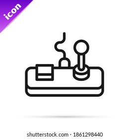 Black line Gamepad icon isolated on white background. Game controller.  Vector