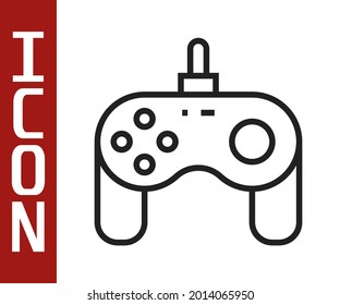 Icono de Gamepad de línea negra aislado en fondo blanco. Controlador de juego.  Vector