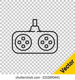 Schwarze Linie Gamepad Symbol einzeln auf transparentem Hintergrund. Spielregler.  Vektorgrafik