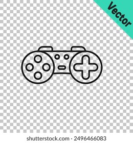 Black line Gamepad icon isolated on transparent background. Game controller.  Vector