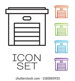 Black line Garage icon isolated on white background. Set icons colorful. Vector Illustration