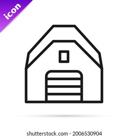 Black line Garage icon isolated on white background.  Vector