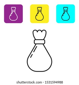 Black line Garbage bag icon isolated on white background. Set icons colorful square buttons. Vector Illustration