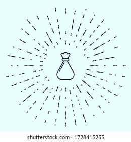 Icono de la bolsa de basura de la línea negra aislado en fondo gris. Resumen de puntos aleatorios de círculo. Ilustración vectorial