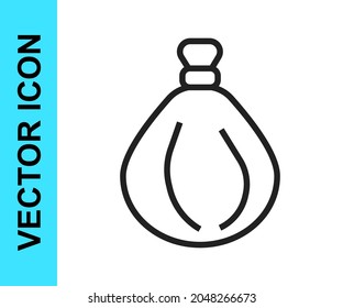 Icono de la bolsa de basura de línea negra aislado en fondo blanco.  Vector