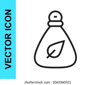 Black line Garbage bag icon isolated on white background.  Vector