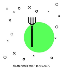 Black line Garden pitchfork icon isolated on white background. Garden fork sign. Tool for horticulture, agriculture, farming.  Vector Illustration