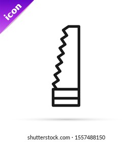 Black line Garden saw icon isolated on white background.  Vector Illustration