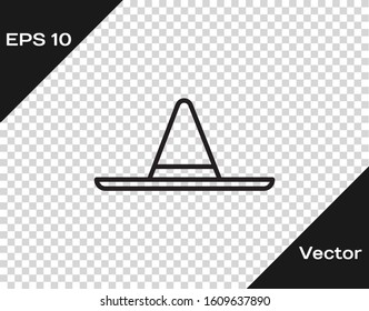 Black line Gardener, farmer or agricultural worker hat icon isolated on transparent background.  Vector Illustration