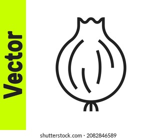 Black line Garlic icon isolated on white background.  Vector