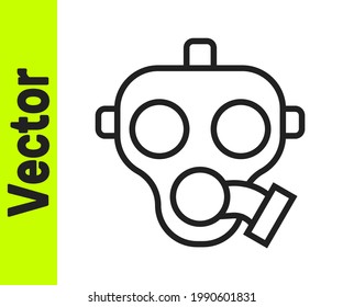 Black line Gas mask icon isolated on white background. Respirator sign.  Vector