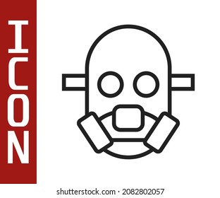 Black line Gas mask icon isolated on white background. Respirator sign.  Vector