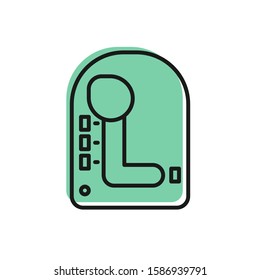 Black line Gear shifter icon isolated on white background. Transmission icon.  Vector Illustration