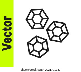 Black line Gem stone icon isolated on white background. Jewelry symbol. Diamond.  Vector