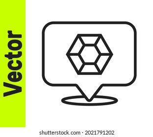 Black line Gem stone icon isolated on white background. Jewelry symbol. Diamond.  Vector