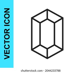Icono de piedra de Gema de línea negra aislado en fondo blanco. Símbolo de joyería. Diamante.  Vector