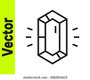 Black line Gem stone icon isolated on white background. Jewelry symbol. Diamond.  Vector