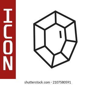 Schwarze Linie Gem Stein Symbol einzeln auf weißem Hintergrund. Schmucksymbol. Diamant.  Vektorgrafik