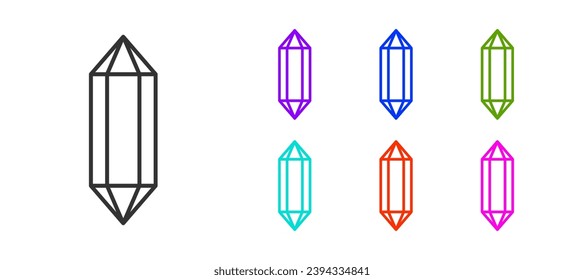 Icono de piedra de Gema de línea negra aislado en fondo blanco. Símbolo de joyería. Diamante. Indique los iconos en colores. Vector