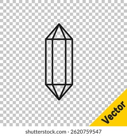 Black line Gem stone icon isolated on transparent background. Jewelry symbol. Diamond.  Vector
