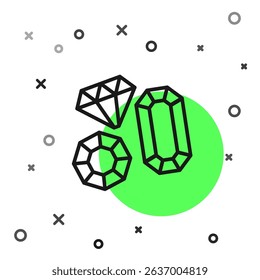 Black line Gem stone icon isolated on white background. Jewelry symbol. Diamond.  Vector