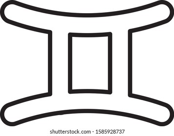 Black line Gemini zodiac sign icon isolated on white background. Astrological horoscope collection.  Vector Illustration
