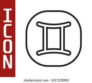 Black line Gemini zodiac sign icon isolated on white background. Astrological horoscope collection.  Vector