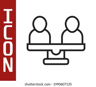 Black line Gender equality icon isolated on white background. Equal pay and opportunity business concept.  Vector