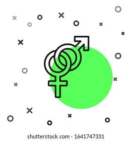 Black line Gender icon isolated on white background. Symbols of men and women. Sex symbol.  Vector Illustration