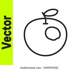 Black line Genetically modified apple icon isolated on white background. GMO fruit.  Vector