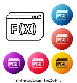 Black line Geometric figure Pentagonal prism icon isolated on white background. Abstract shape. Geometric ornament. Set icons colorful circle buttons. Vector Illustration