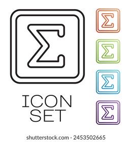 Black line Geometric figure Square icon isolated on white background. Abstract shape. Geometric ornament. Set icons colorful. Vector Illustration