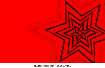 Black line geometric shapes on bright red mono background 