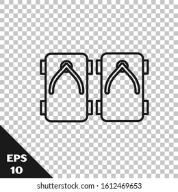 Black line Geta traditional Japanese shoes icon isolated on transparent background.  Vector Illustration