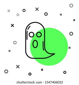 Black line Ghost icon isolated on white background. Happy Halloween party.  Vector Illustration