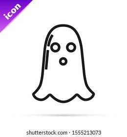 Black line Ghost icon isolated on white background. Happy Halloween party.  Vector Illustration