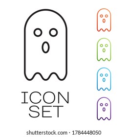 Black line Ghost icon isolated on white background. Set icons colorful. Vector Illustration