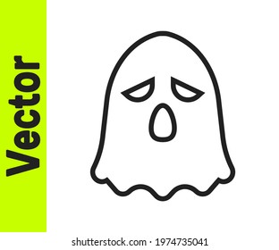 Black line Ghost icon isolated on white background. Happy Halloween party.  Vector