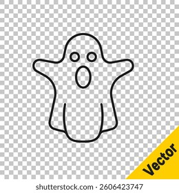 Black line Ghost icon isolated on transparent background. Happy Halloween party.  Vector