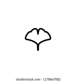 Black line ginkgo biloba leaf icon isolated on white. Nature eco logo. Vector illustration. Leaflet organic icon. Cosmetics and medical plant icon